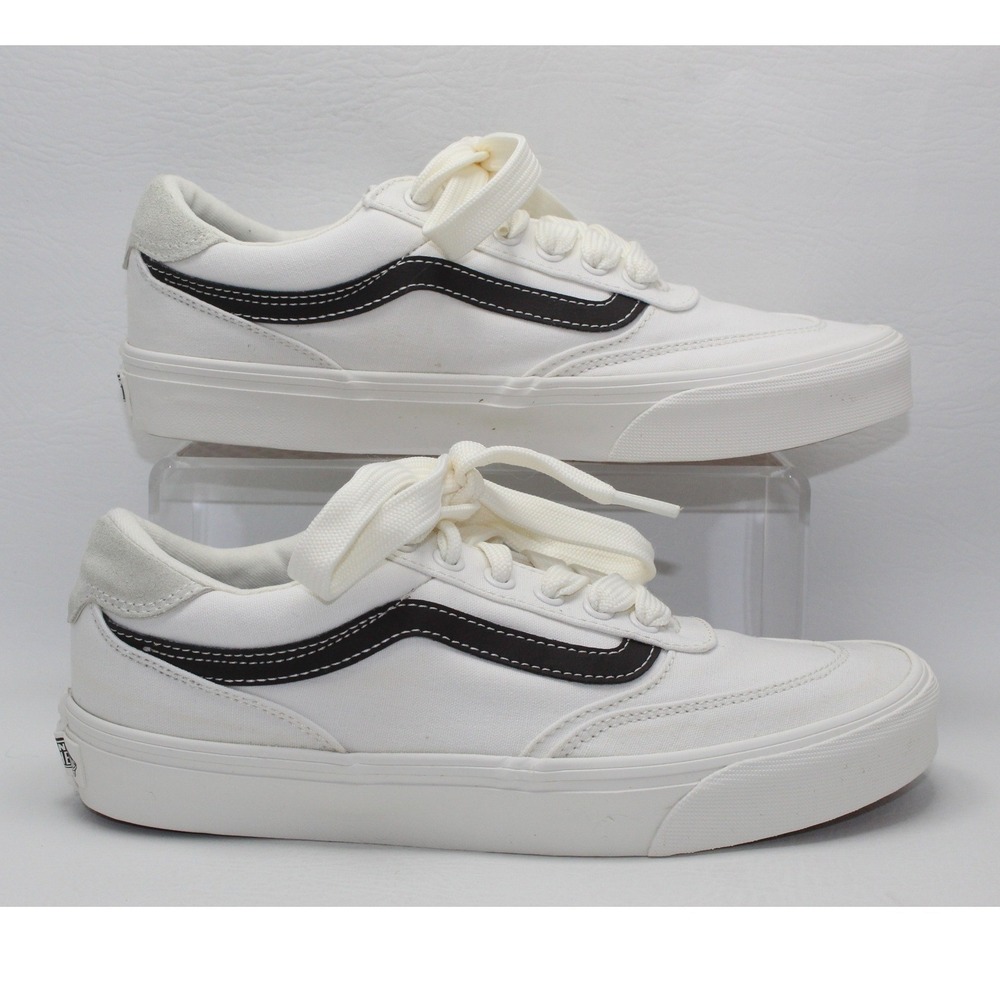 Vans Ward Low Top White Black Canvas Mens Skate Shoes 721356 Size 8.0